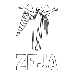 Online izdelana pobarvanka - Pobarvanka imena ZEJA in lepa pobarvanka angela