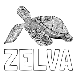 Online izdelana pobarvanka - Pobarvanka imena ŽELVA in pobarvanka velike želve - mandale