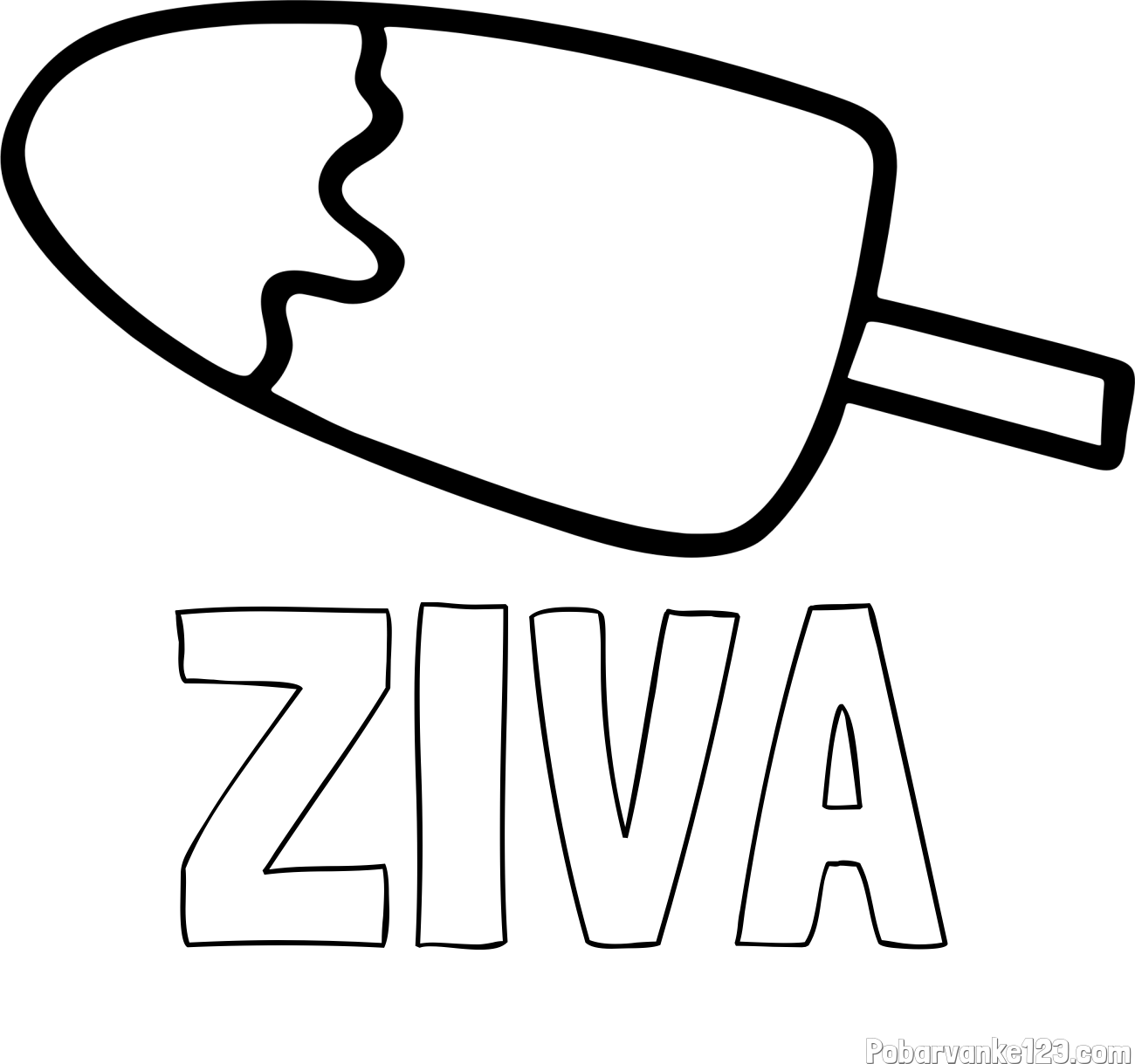 Pobarvanka imena ŽIVA in pobarvanka lučke (sladoled na palčki)