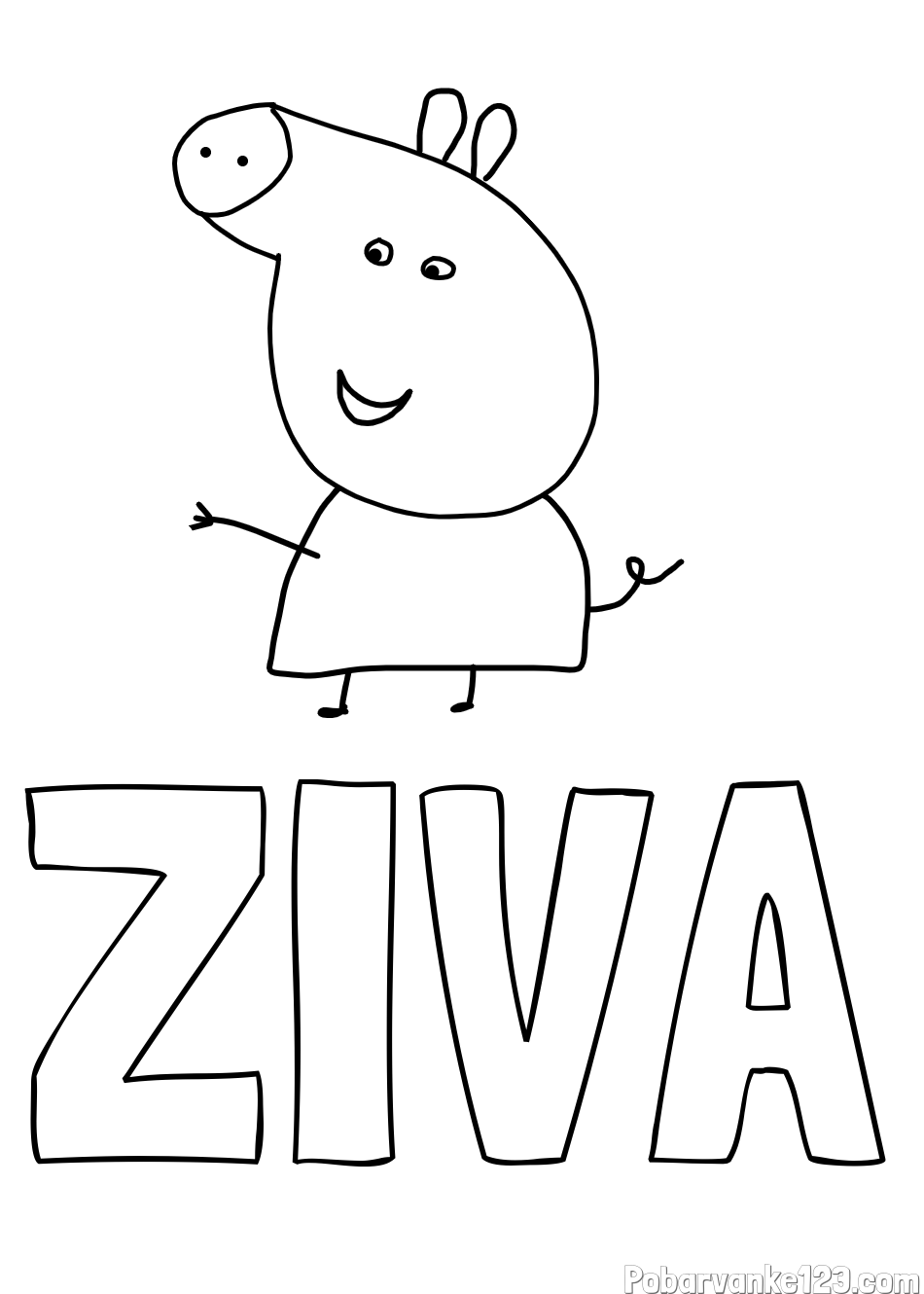 Pobarvanka imena ŽIVA in pobarvanka pujse PEPE 🐽