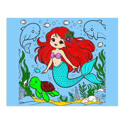 Pobarvana pobarvanka - Pobarvana ljubke morske deklice s prijatelji