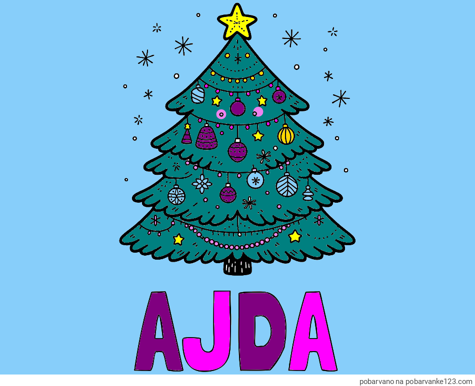 POBARVANA POBARVANKA - Pobarvanka imena AJDA in pobarvanka novoletne jelke
