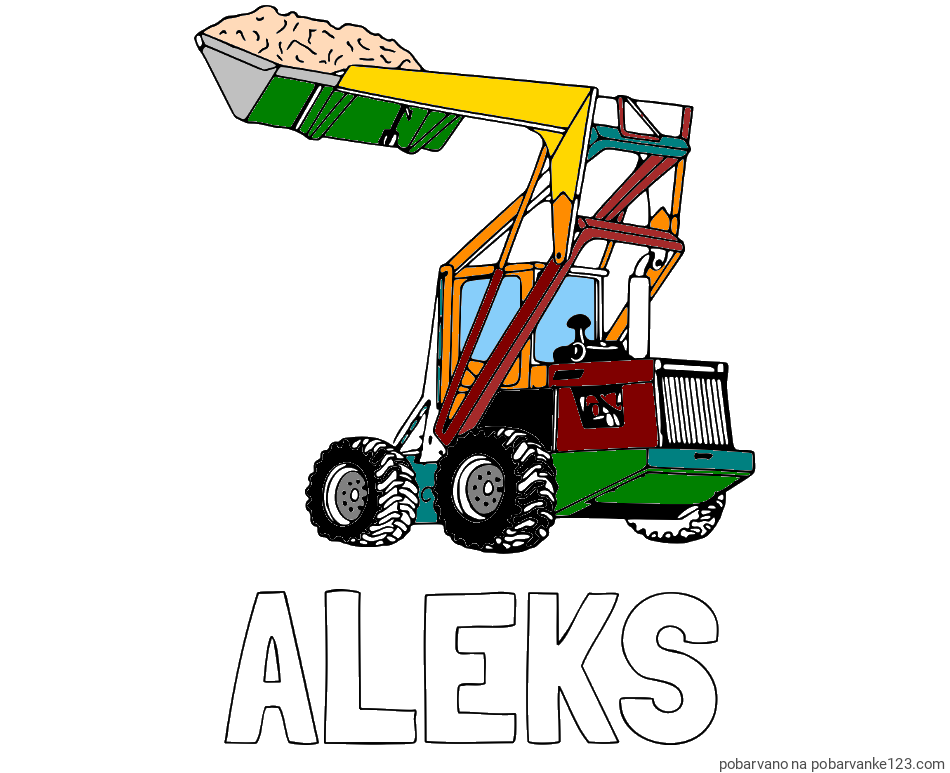 POBARVANA POBARVANKA - Pobarvanka imena ALEKS in pobarvanka velikega traktorja