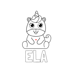 Pobarvana pobarvanka - Pobarvanka imena ELA in pobarvanka čudovitega samoroga Unicorn