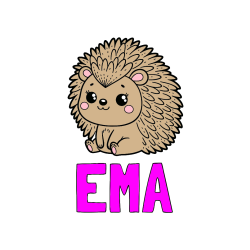 Pobarvana pobarvanka - Pobarvanka imena EMA in pobarvanka nasmejanega ježka