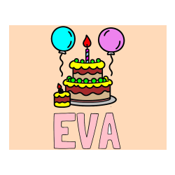 Pobarvana pobarvanka - Pobarvanka imena EVA in pobarvanka velike rojstnodnevne torte