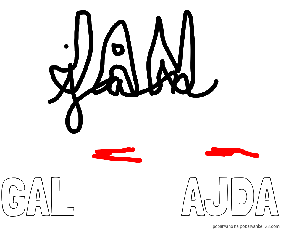 POBARVANA POBARVANKA - Pobarvanka imena GAL          AJDA in jan ime