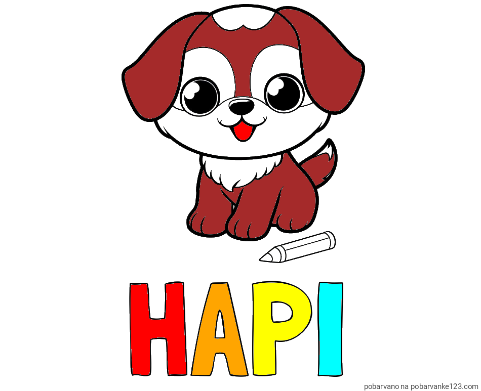 POBARVANA POBARVANKA - Pobarvanka imena HAPI in pobarvanka prikupnega kužka