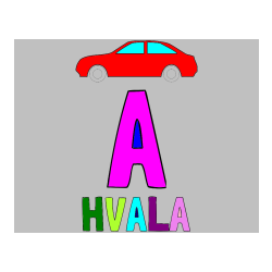 Pobarvana pobarvanka - Pobarvanka imena HVALA in pobarvanka črke A
