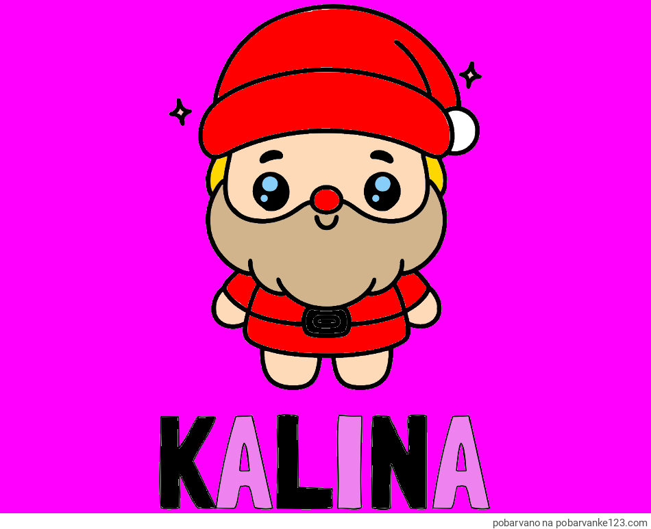POBARVANA POBARVANKA - Pobarvanka imena KALINA in enostavna otroška pobarvanka Božička