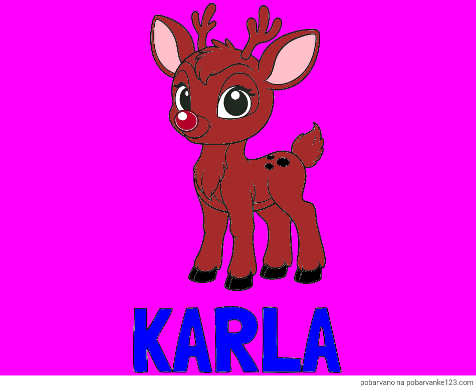 POBARVANA POBARVANKA - Pobarvanka imena KARLA in pobarvanka nasmejanega jelenčka Rudolfa