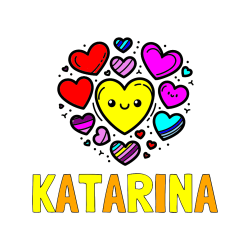 Pobarvana pobarvanka - Pobarvanka imena KATARINA in pobarvanka srčkov