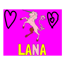 Pobarvana pobarvanka - Pobarvanka imena LANA in samorog Pua