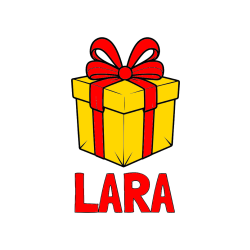 Pobarvana pobarvanka - Pobarvanka imena LARA in pobarvanka darilne škatle s pentljo