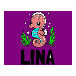 Pobarvana pobarvanka - Pobarvanka imena LINA in pobarvanka morskega konjička