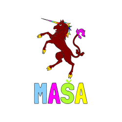 Pobarvana pobarvanka - Pobarvanka imena MAŠA in samorog Pua