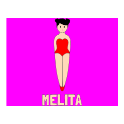 Pobarvana pobarvanka - Pobarvanka imena MELITA in enostavna pobarvanka baletke