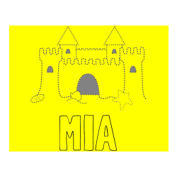 Pobarvana pobarvanka - Pobarvanka imena MIA in pobarvanka peščenega gradu