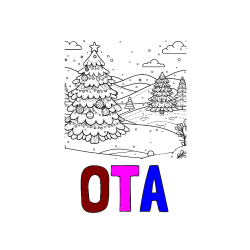 Pobarvana pobarvanka - Pobarvanka imena OTA in pobarvanka božične smrečice v naravi