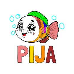 Pobarvana pobarvanka - Pobarvanka imena PIJA in pobarvanka prisrčne ribe