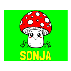 Pobarvana pobarvanka - Pobarvanka imena SONJA in pobarvanka ljubke gobe