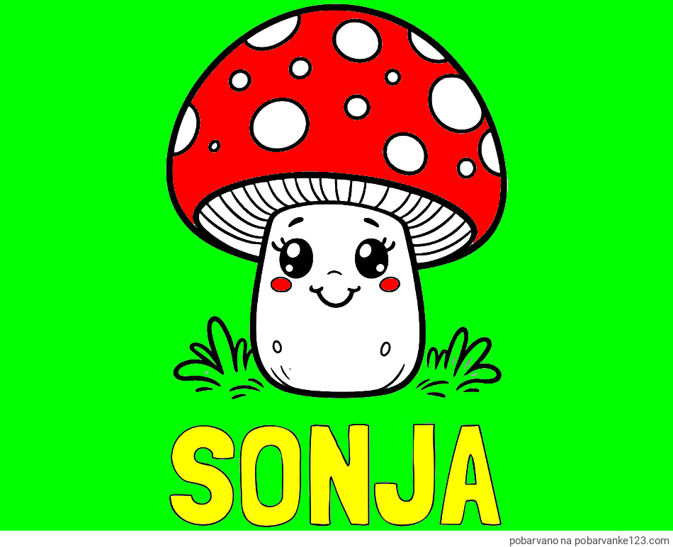POBARVANA POBARVANKA - Pobarvanka imena SONJA in pobarvanka ljubke gobe