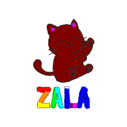 Pobarvana pobarvanka - Pobarvanka imena ZALA in pobarvanka razigranega mucka