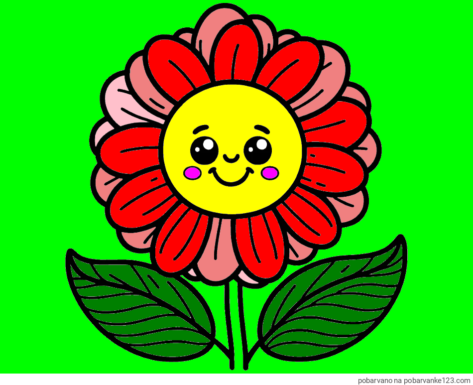 POBARVANA POBARVANKA - Pobarvanka ljubke in nasmejane rože