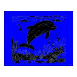 Pobarvana pobarvanka - Pobarvanka ljubkega delfina med plavanjem v morju