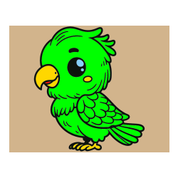 Pobarvana pobarvanka - Pobarvanka ljubkega papagaja