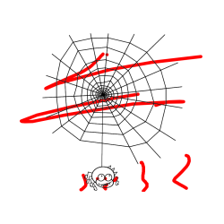 Pobarvana pobarvanka - Pobarvanka pajkove mreže ter pajka