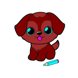 Pobarvana pobarvanka - Pobarvanka prikupnega kužka