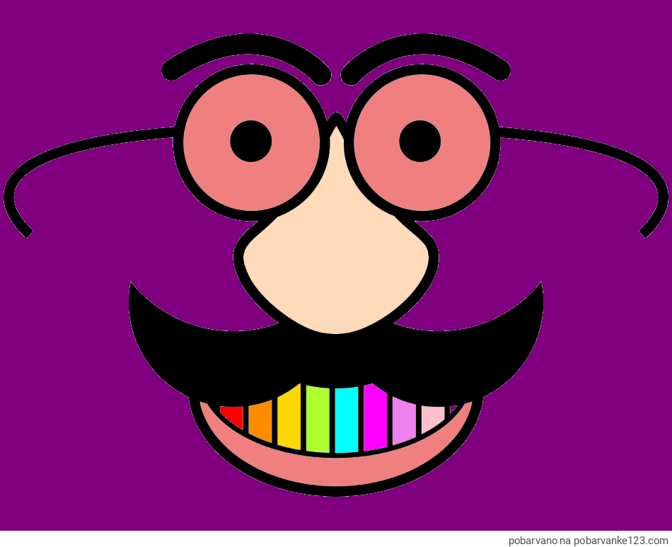 POBARVANA POBARVANKA - Pobarvanka smeška z brki in očali