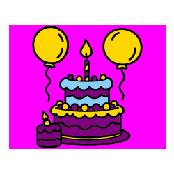 Pobarvana pobarvanka - Pobarvanka velike rojstnodnevne torte