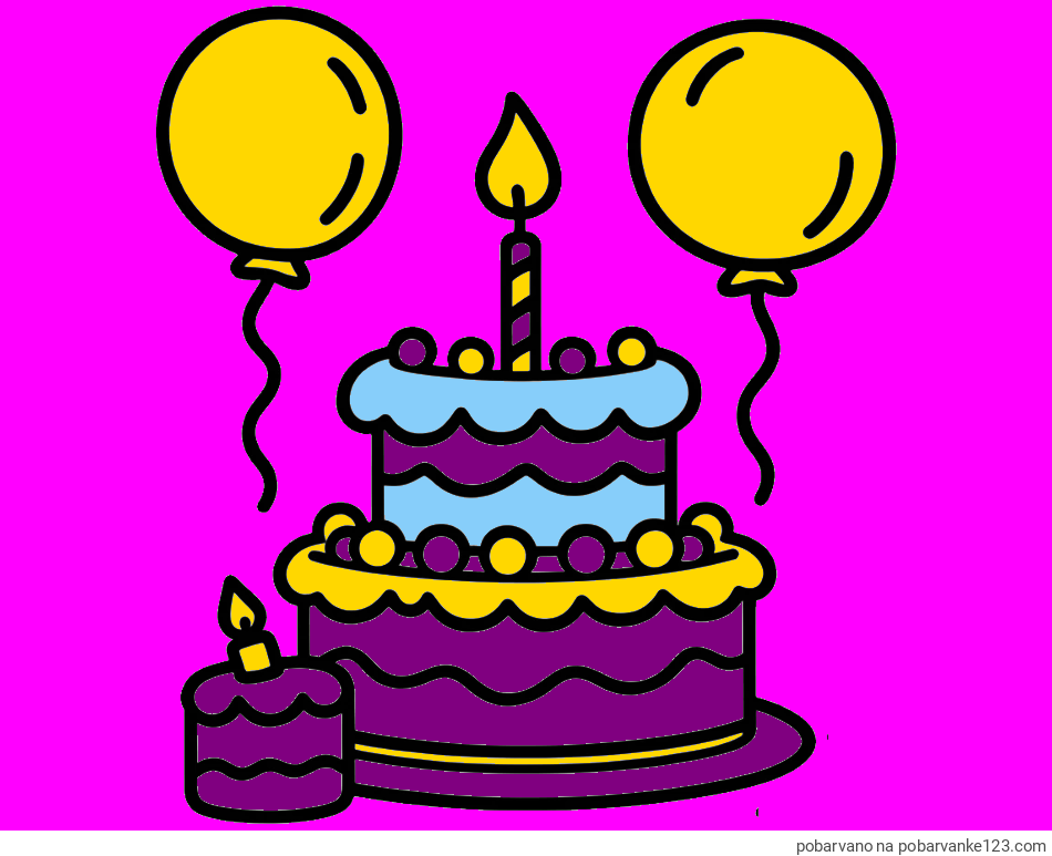 POBARVANA POBARVANKA - Pobarvanka velike rojstnodnevne torte