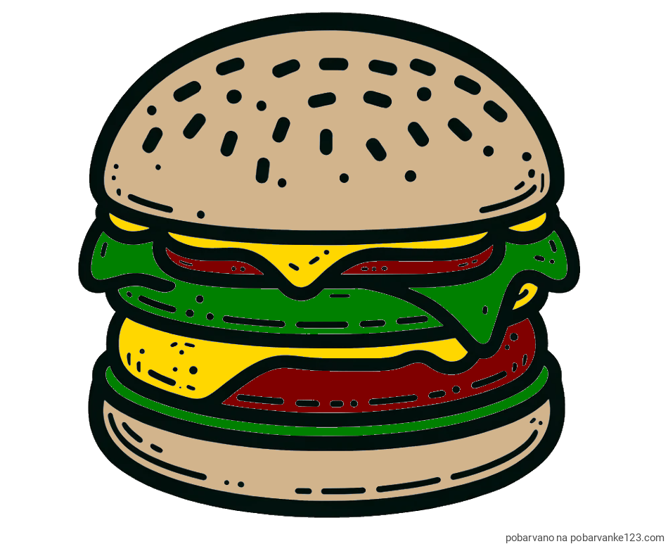 POBARVANA POBARVANKA - Preprosta pobarvanka hamburgerja