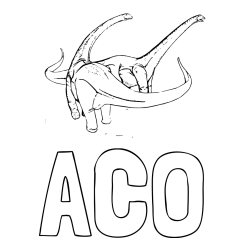 Online izdelana pobarvanka - Pobarvanka imena ACO in pobarvanka dinozavra Alamosaurus