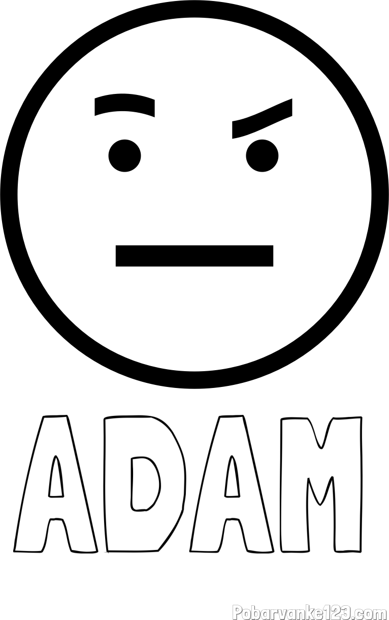 Pobarvanka imena ADAM in pobarvanka začudenega smeška