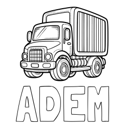 Online izdelana pobarvanka - Pobarvanka imena ADEM in pobarvanka majšega tovornjaka