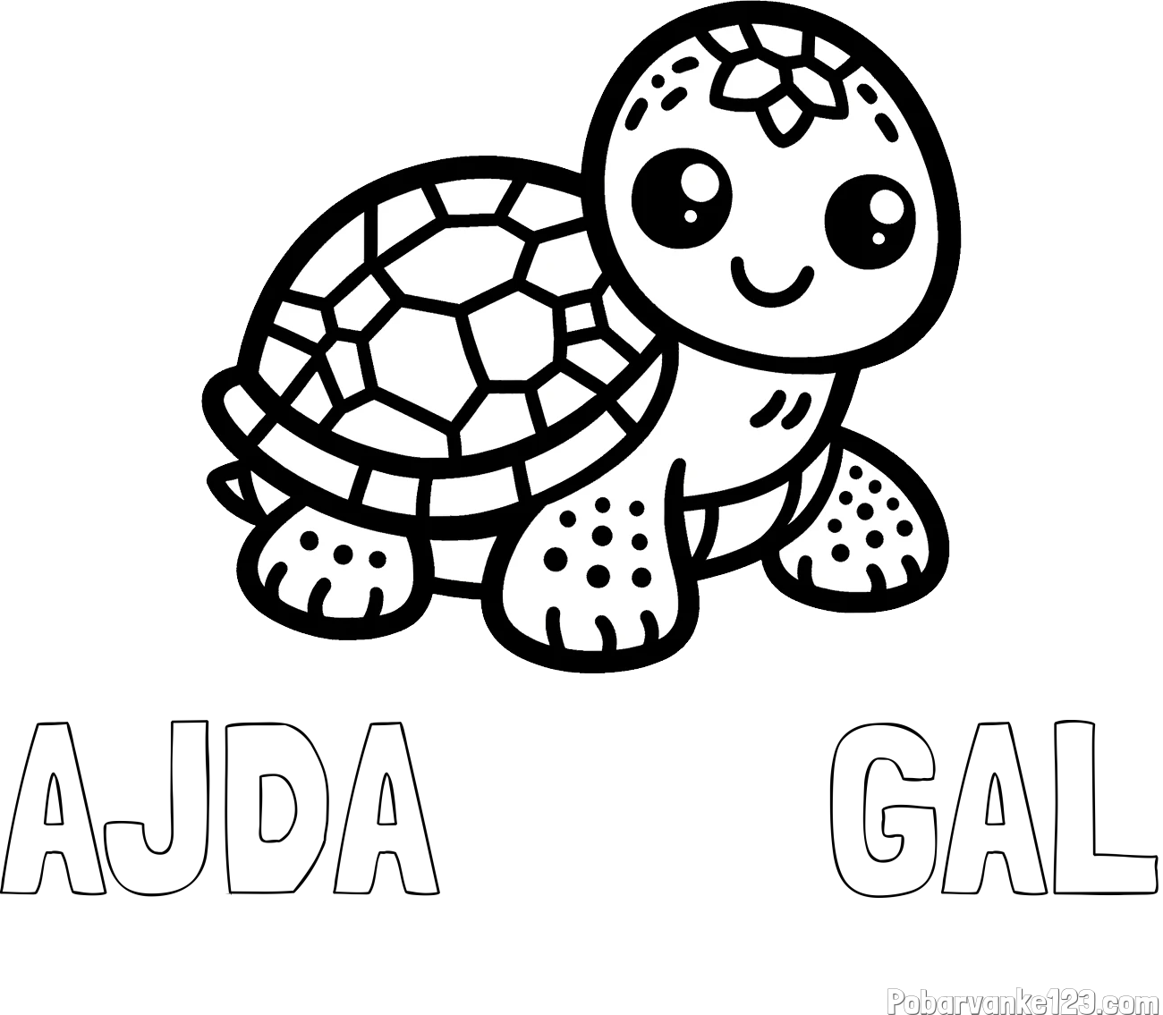 Pobarvanka imena AJDA        GAL in otroška pobarvanka želve