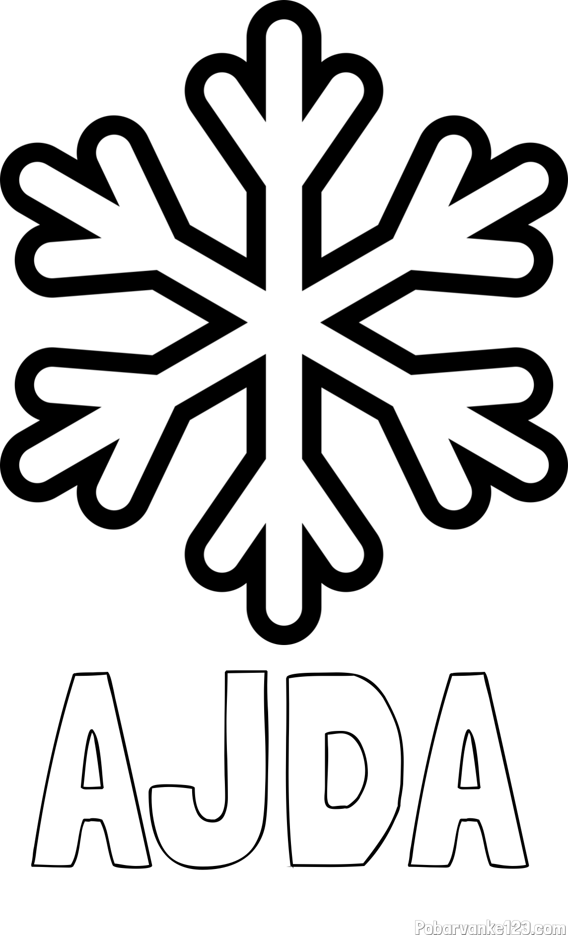 Pobarvanka imena AJDA in pobarvanka enostavne snežinke