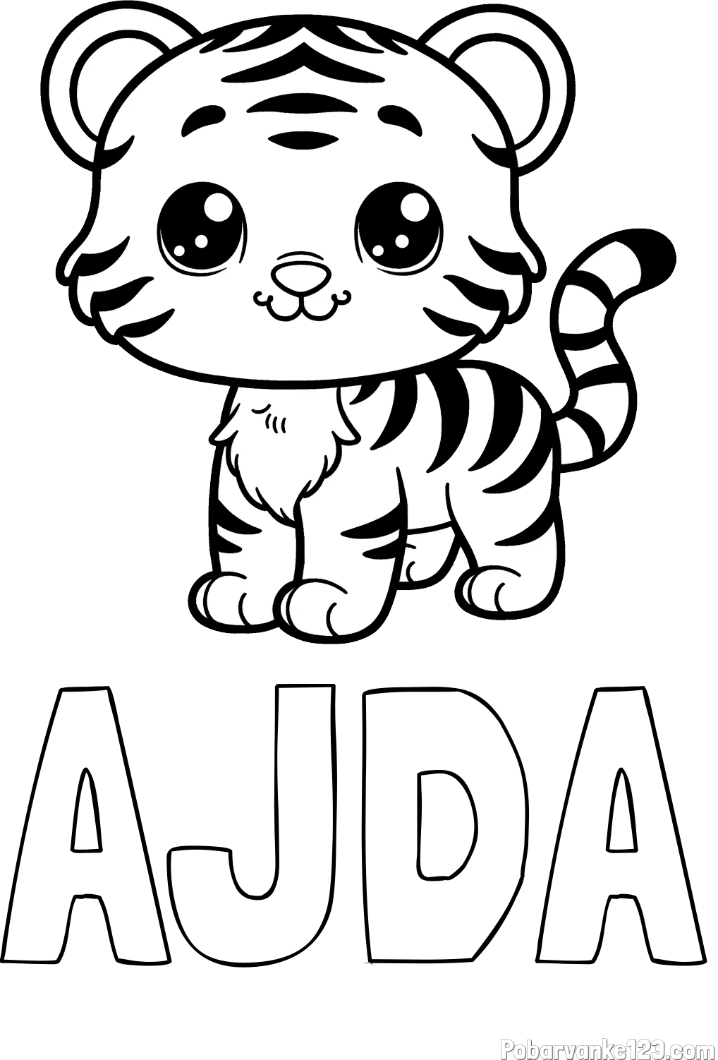 Pobarvanka imena AJDA in pobarvanka ljubkega tigrčka