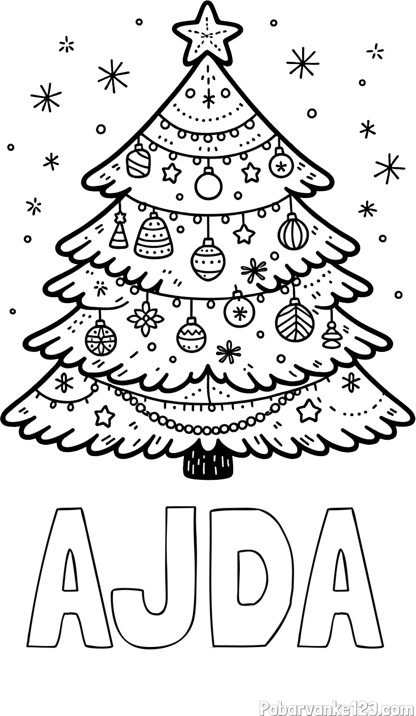 Pobarvanka imena AJDA in pobarvanka novoletne jelke