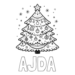 Online izdelana pobarvanka - Pobarvanka imena AJDA in pobarvanka novoletne jelke