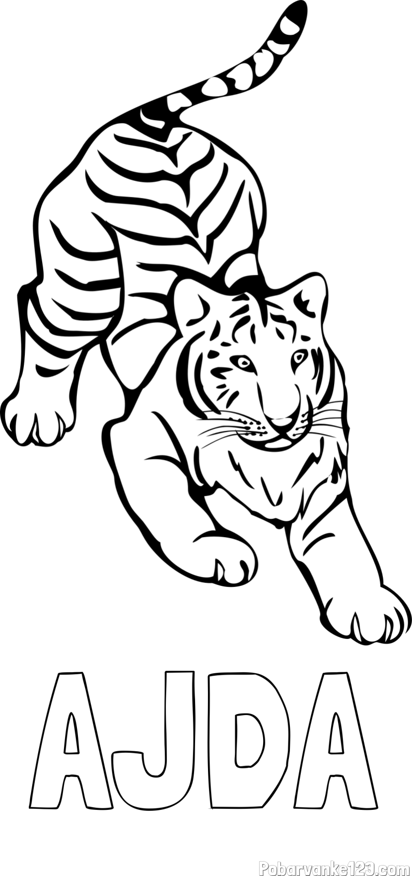 Pobarvanka imena AJDA in pobarvanka velikega tigra
