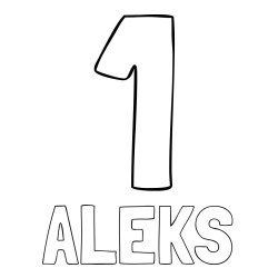 Online izdelana pobarvanka - Pobarvanka imena ALEKS in pobarvanka številke ena
