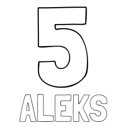 Online izdelana pobarvanka - Pobarvanka imena ALEKS in pobarvanka številke pet (5)