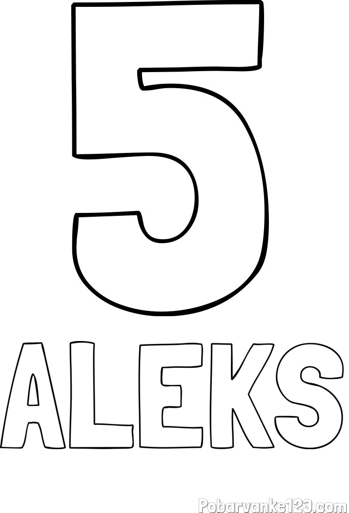 Pobarvanka imena ALEKS in pobarvanka številke pet (5)