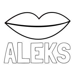 Online izdelana pobarvanka - Pobarvanka imena ALEKS in pobarvanka ustnice
