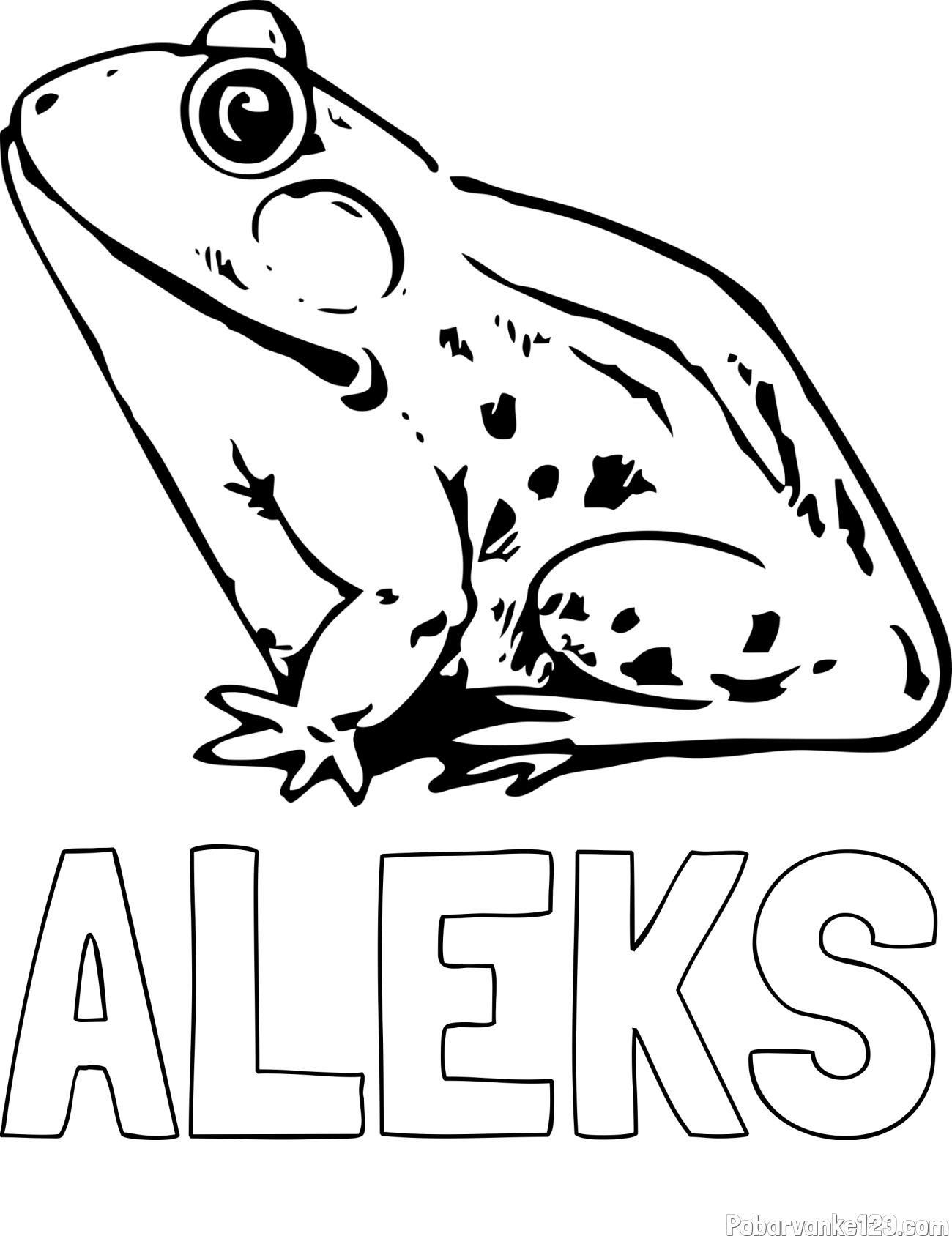 Pobarvanka imena ALEKS in pobarvanka žabe Regice